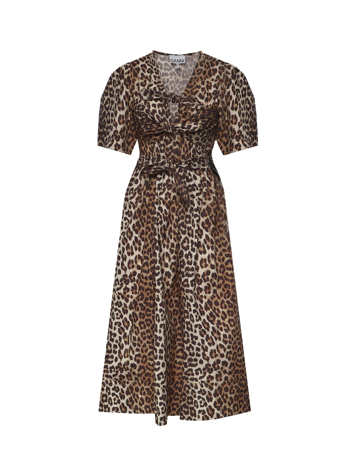 Abito midi in cotone con stampa animalier