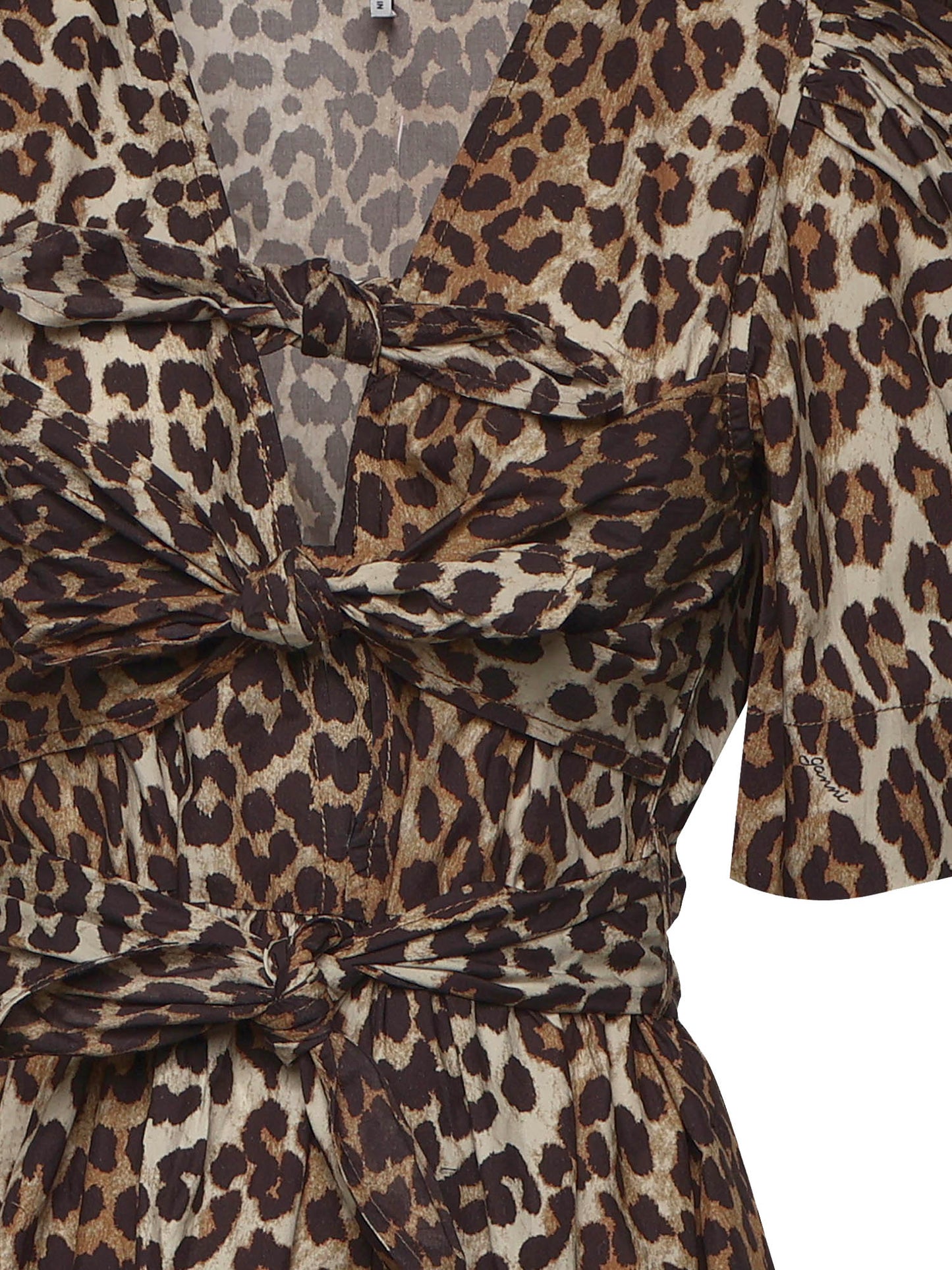 Abito midi in cotone con stampa animalier