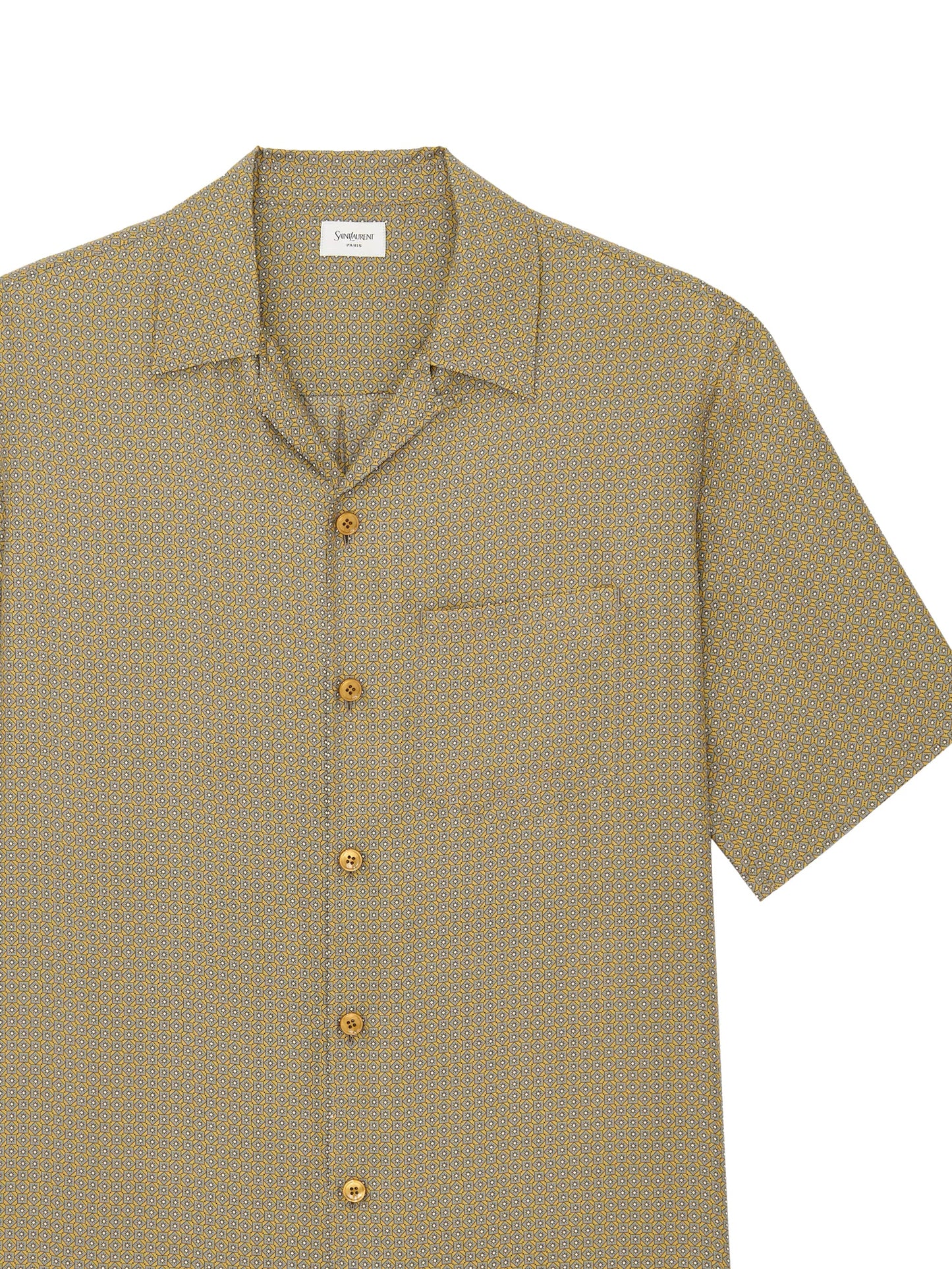 Camicia in raso di seta con motivo geometrico