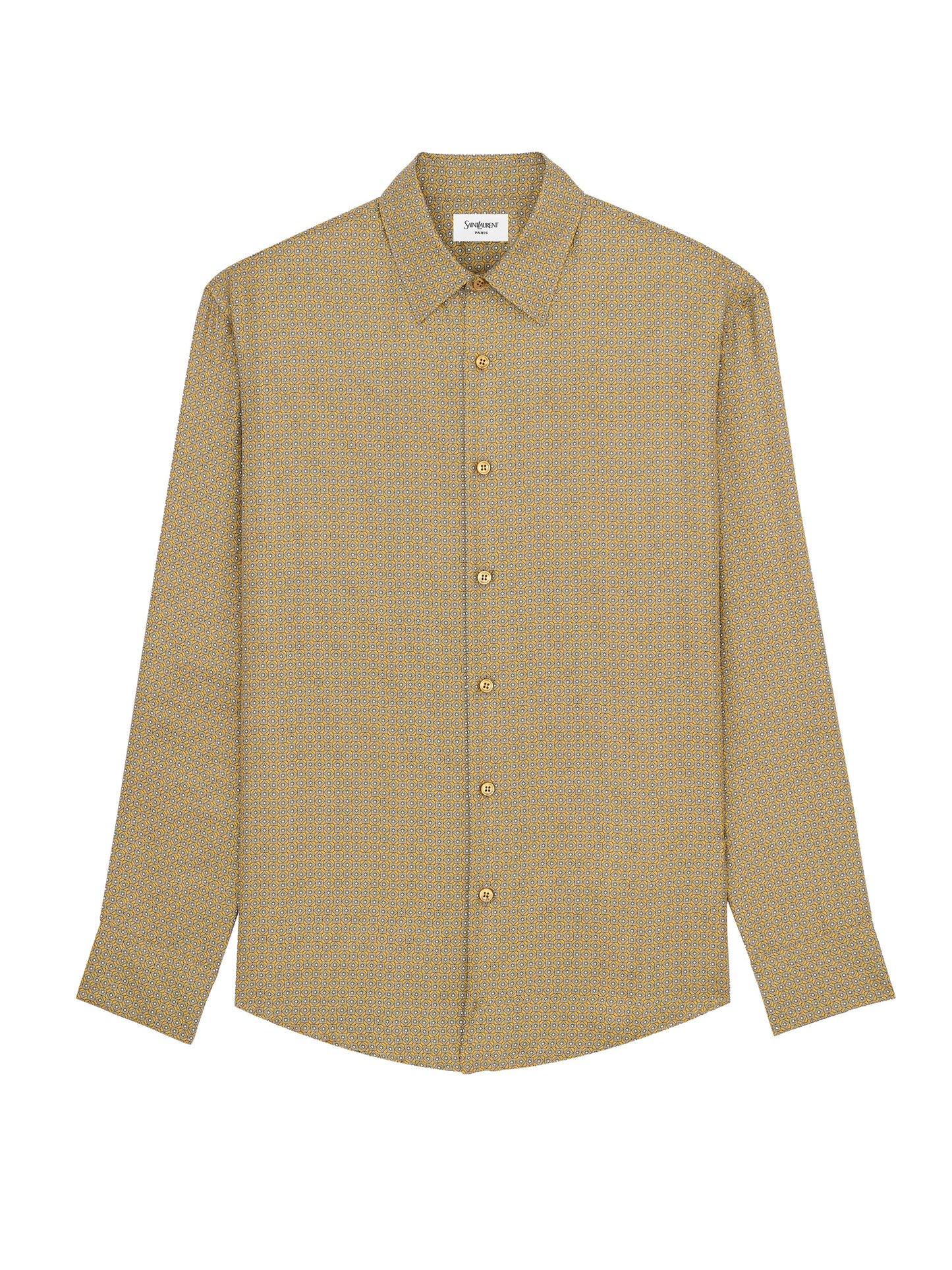 Camicia in raso di seta con motivo geometrico