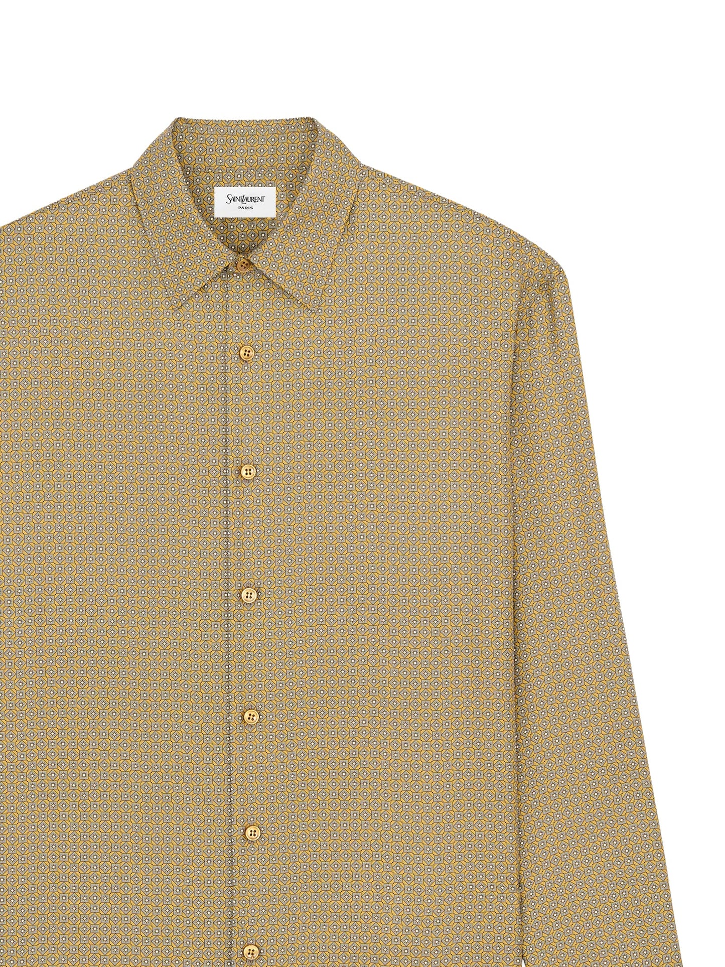 Camicia in raso di seta con motivo geometrico