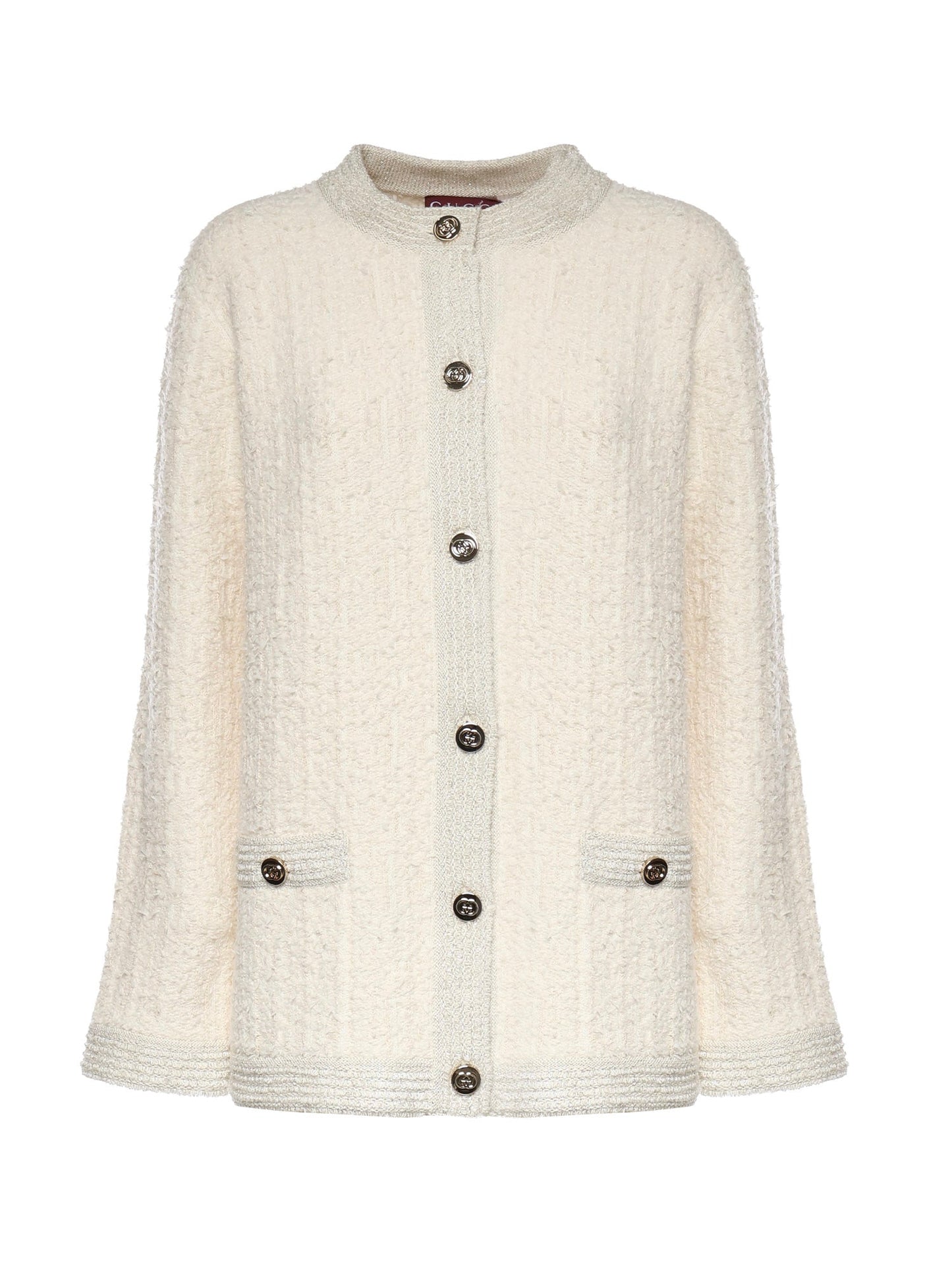 Cardigan in lana bouclé lamé