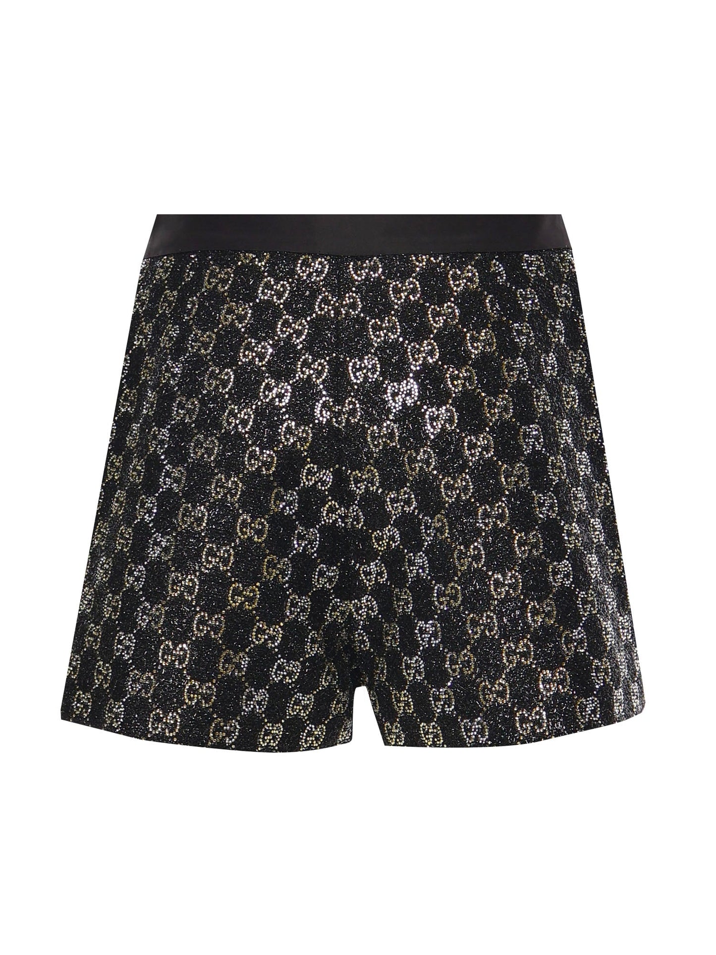 Shorts in tweed di lana lamé ricamati
