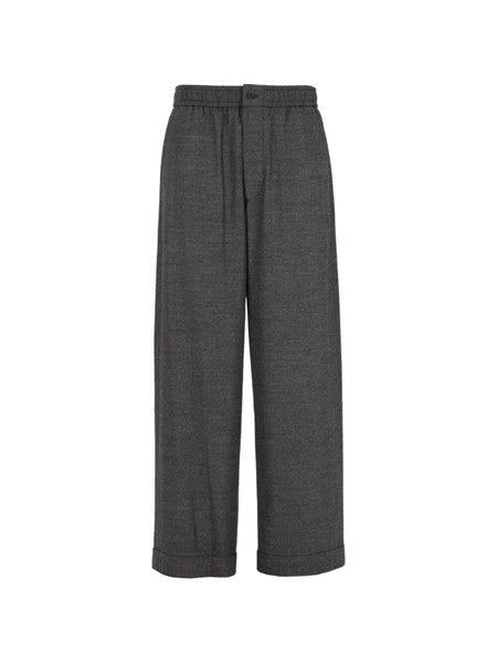 Pantaloni over in lana vergine e cashmere effetto denim