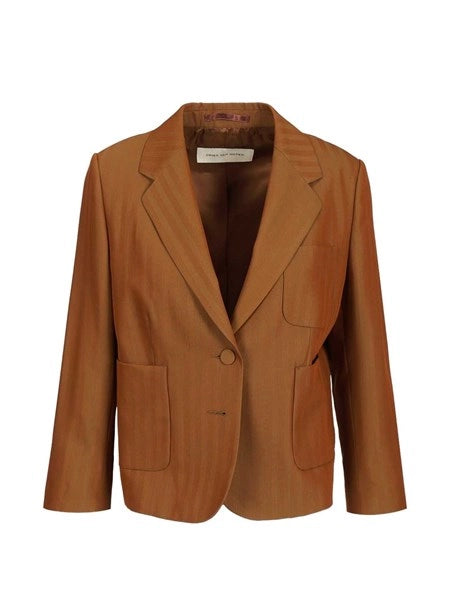Blazer corto in twill di lana a righe