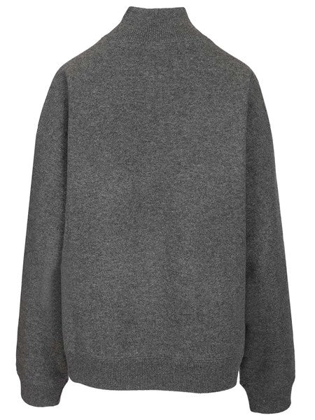 Maglione con cerniera in cashmere e jersey