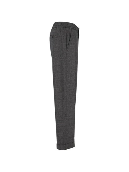 Pantaloni over in lana vergine e cashmere effetto denim