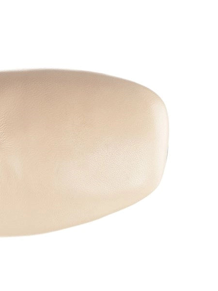 sabot in pelle laminata con tacco metallico