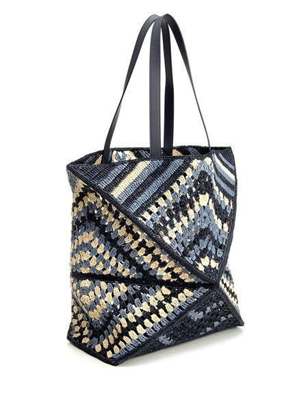 Borsa tote Puzzle Fold XL in rafia