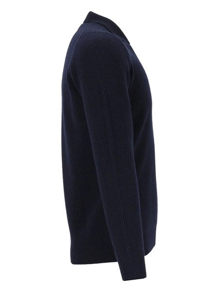 Polo a coste in lana e cashmere