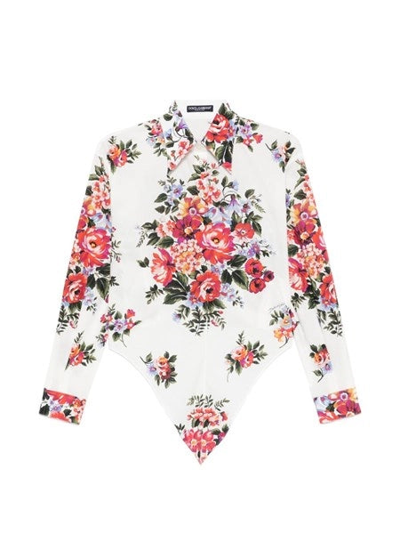 Camicia in cotone stampa mazzo di fiori