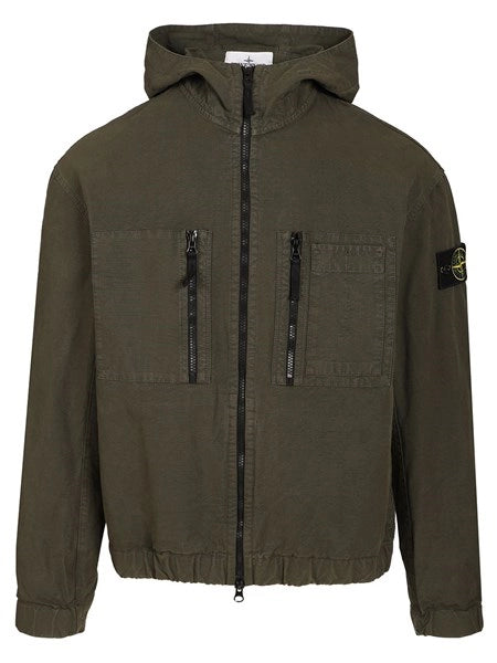 Overshirt con cappuccio in ripstop di cotone biologico