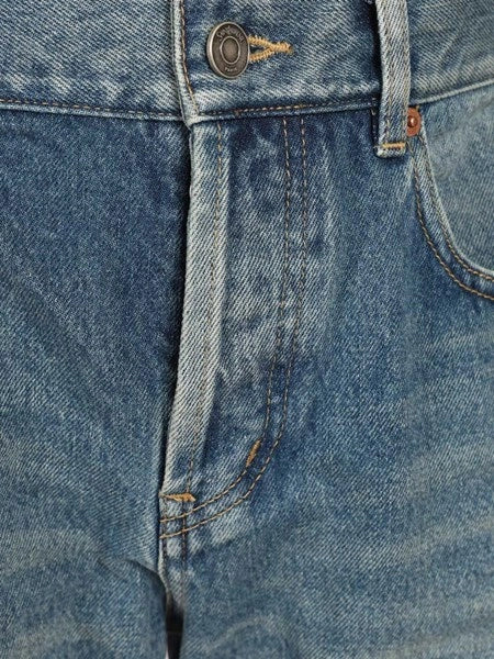 jeans slim rilassati a vita bassa in denim blu