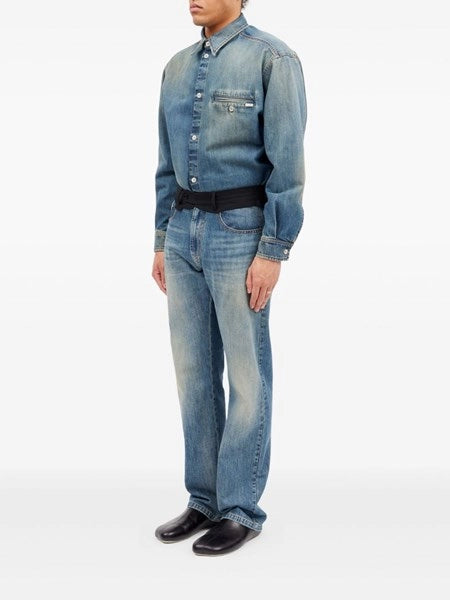 Jeans con vita sostituita blu