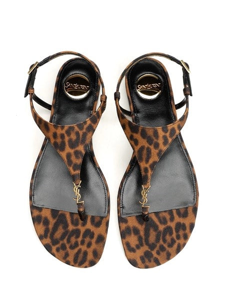 Sandali "CASSANDRA" in gros-grain stampa leopardo