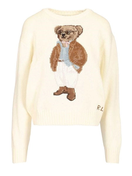 Pullover Polo Bear in cotone con intarsi
