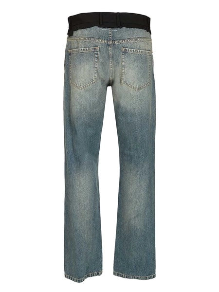 Jeans con vita sostituita blu