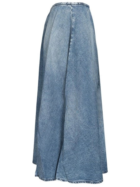 Gonna ampia in denim fluido