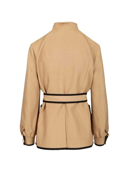 Giacca in twill ricamata con cintura