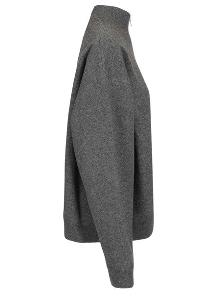 Maglione con cerniera in cashmere e jersey