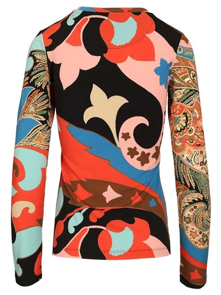 Top a maniche lunghe con stampa paisley