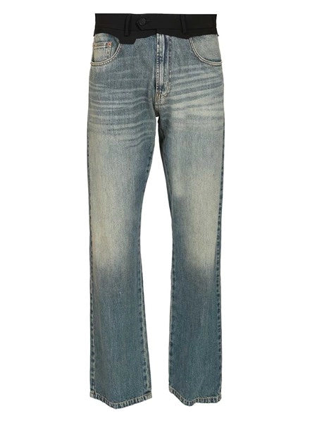Jeans con vita sostituita blu