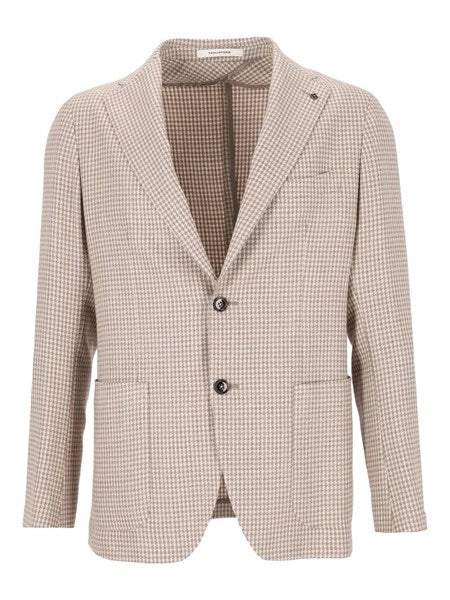 Blazer pied de poule in lana e seta
