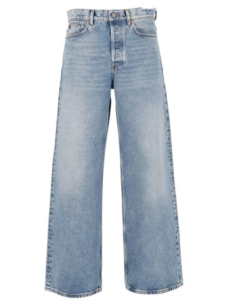 Jeans boyfriend in denim azzurro effetto stone washed