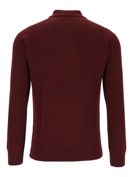 Polo a coste in lana e cashmere