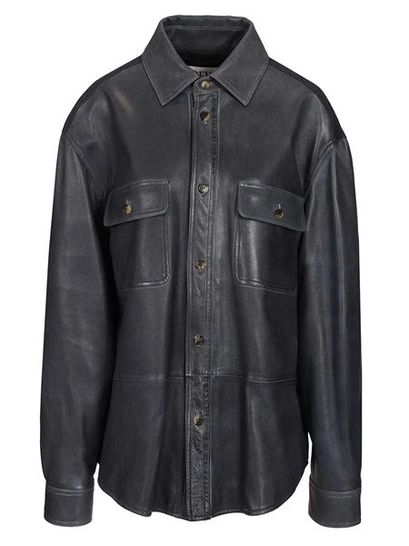 Giacca-camicia in nappa di agnello