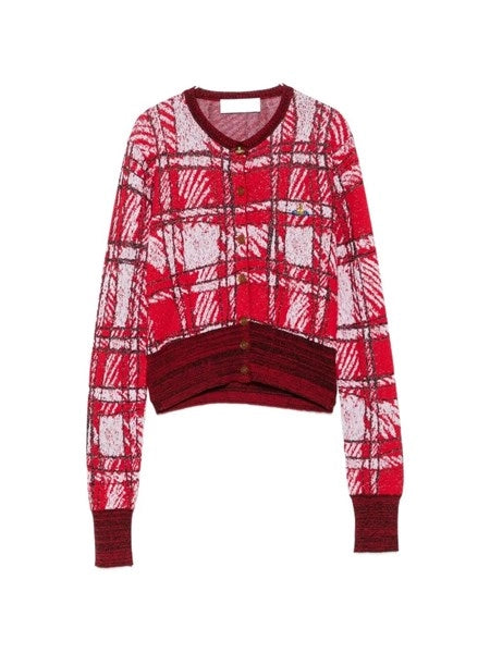 Cardigan a quadri scarabocchiati
