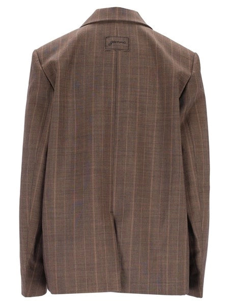 Blazer in lana gessata marrone