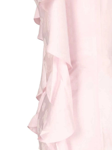 Abito lungo in jacquard di raso