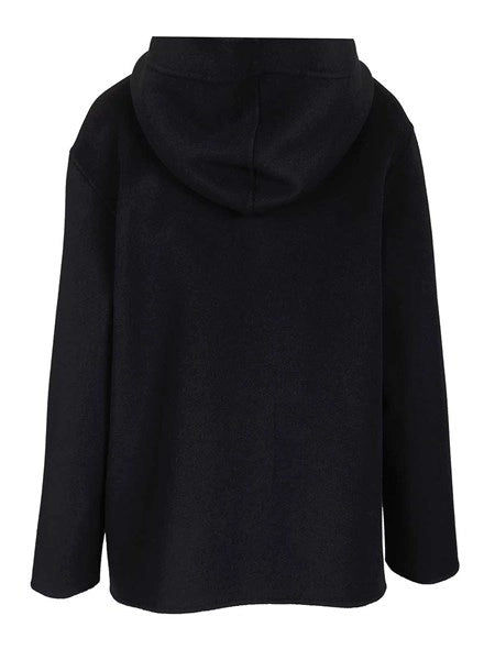 Cappotto con cappuccio in lana, cachemire e seta