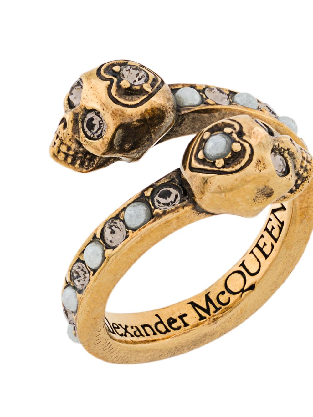 GOLD-TONE BRASS WRAP-AROUND SKULL RING