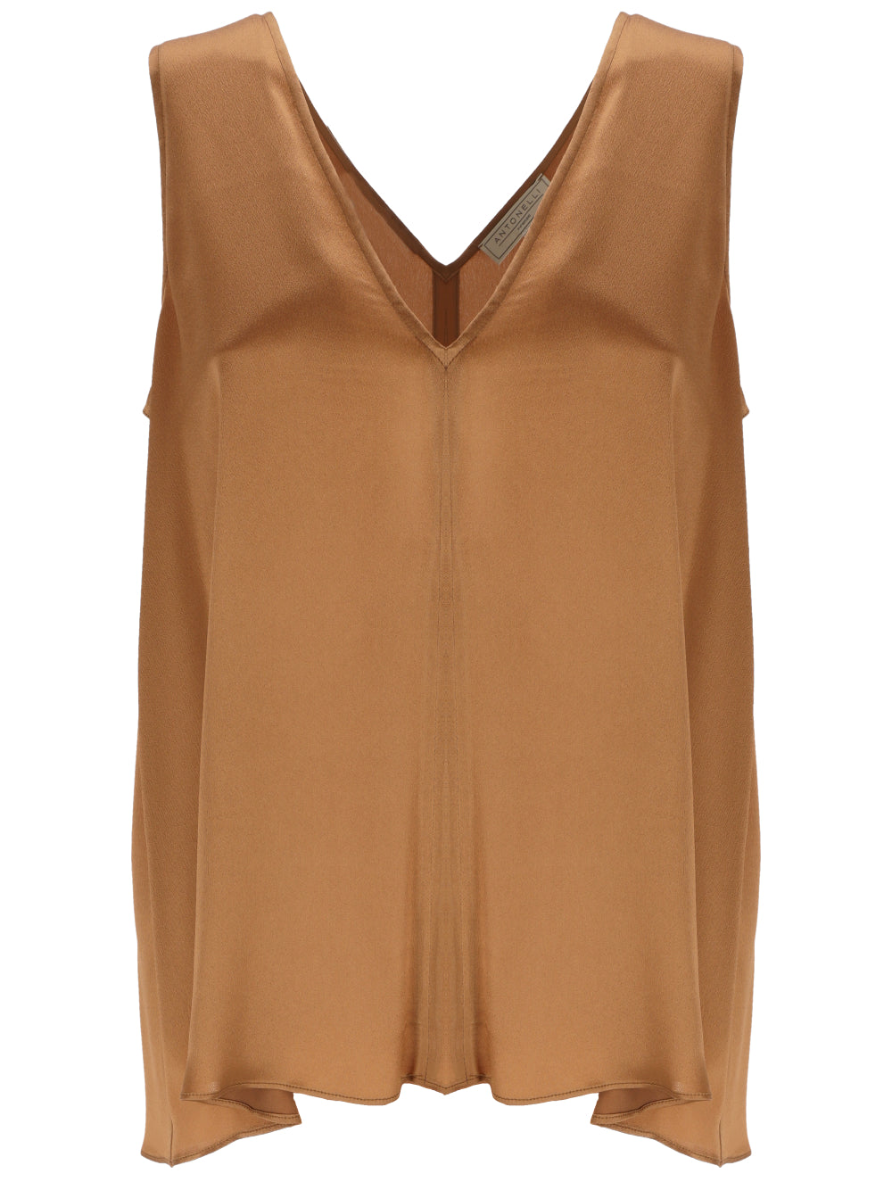 LIGHT BROWN SILK BLEND TOP