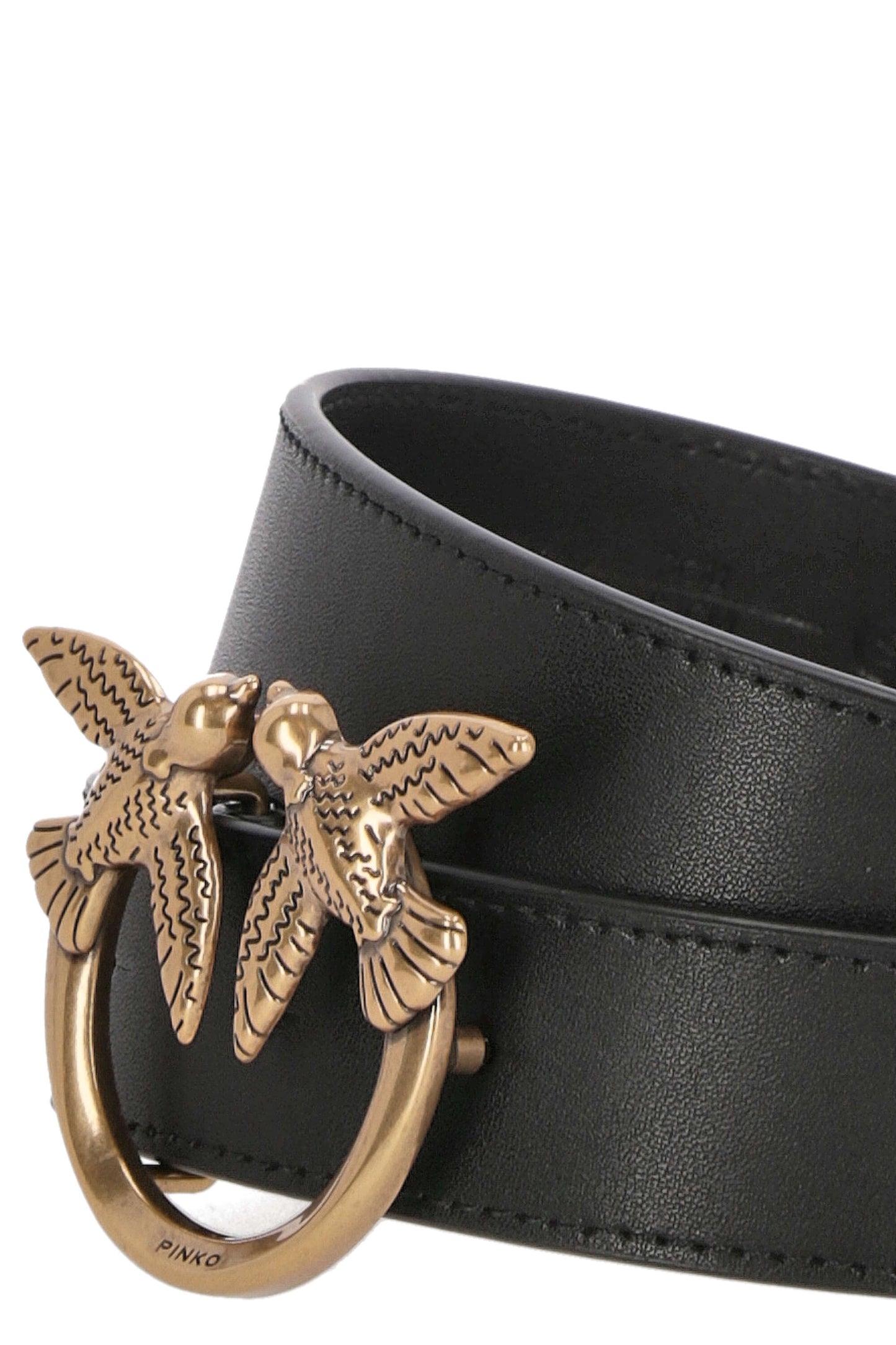 LOGO-BUCKLE LEATHER