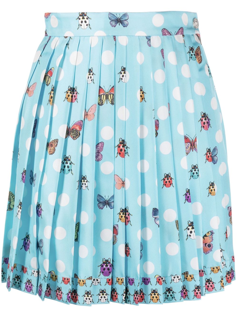 BUTTERFLY-PRINT PLEATED SILK SKIRT