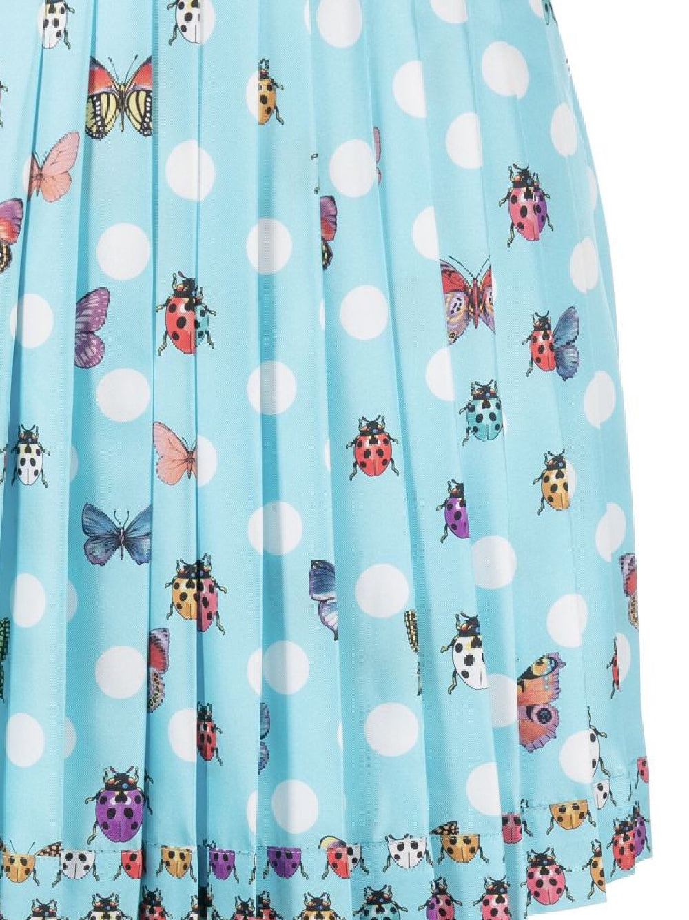 BUTTERFLY-PRINT PLEATED SILK SKIRT