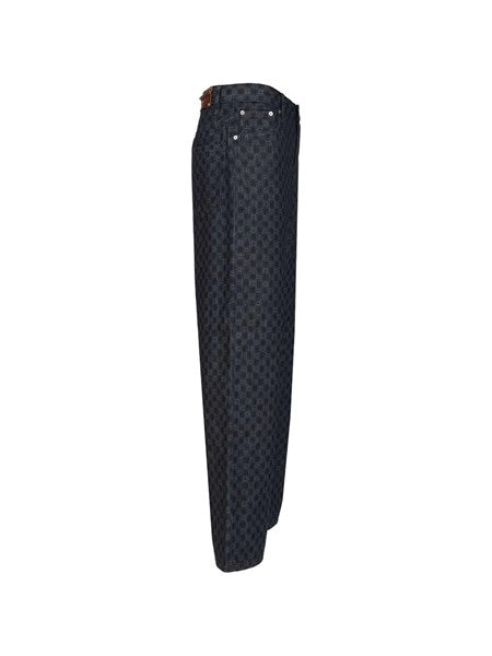 Jeans a gamba larga floreali