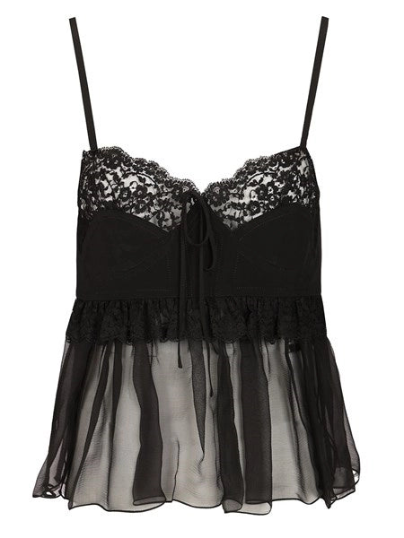 Top lingerie con spalline sottili in crêpe de chine