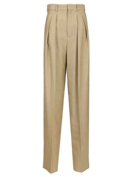 Pantaloni in lana e tela di seta