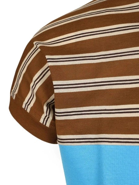 T-shirt in cotone a righe con intarsio