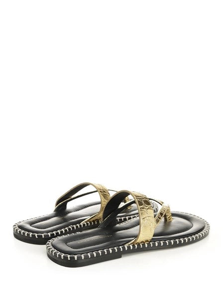 Sandali infradito in pelle metallizzata