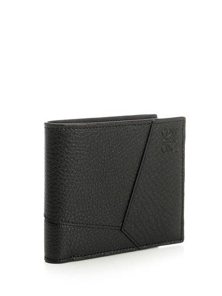 Portafoglio bifold Puzzle in pelle di vitello granata