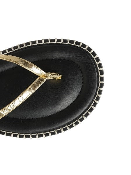 Sandali infradito in pelle metallizzata