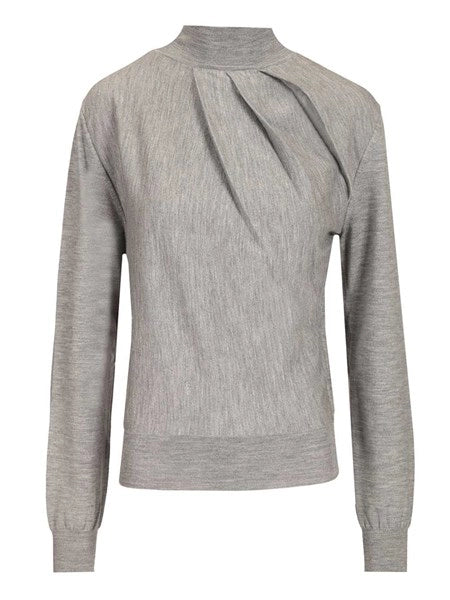 Pullover a collo alto in misto lana drappeggiato