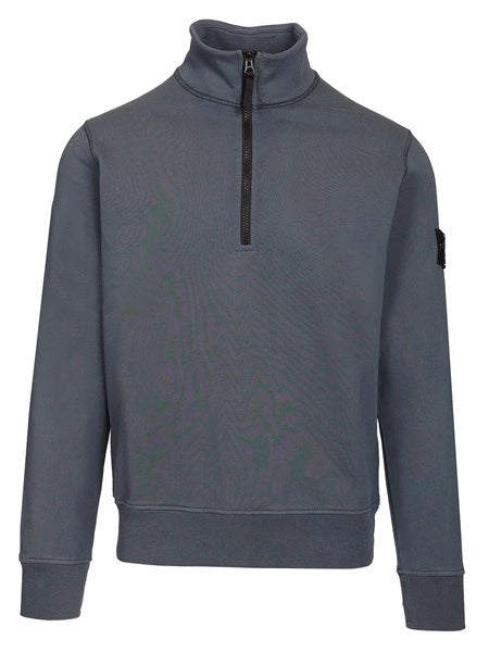 Felpa in cotone biologico con zip corta