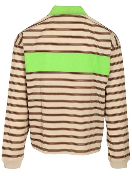 Polo in cotone a righe con intarsio