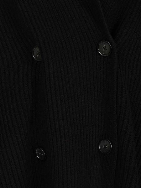 Cardigan doppiopetto in lana a coste